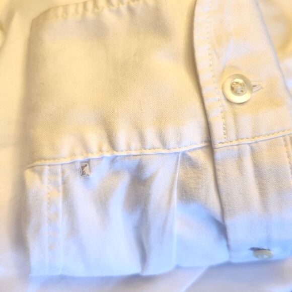 BUCK MASON Men's Oxford Shirt One Pocket Men's LARGE White 100% Cotton *Read - Picture 7 of 14